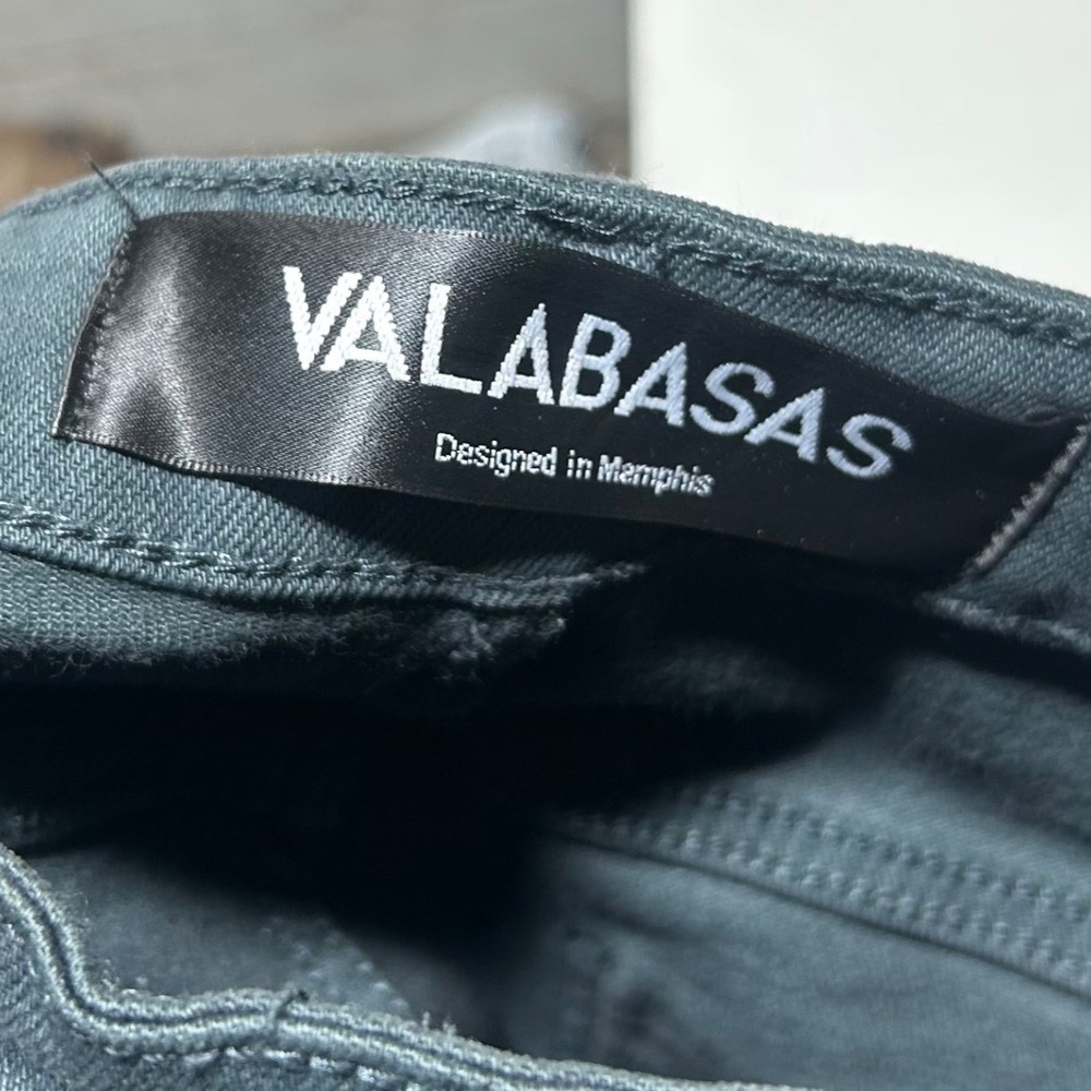 Valabasas Mens 30 Stacked Carpenter Jeans Dark Teal Green Slim Fit Distressed - Picture 7 of 8